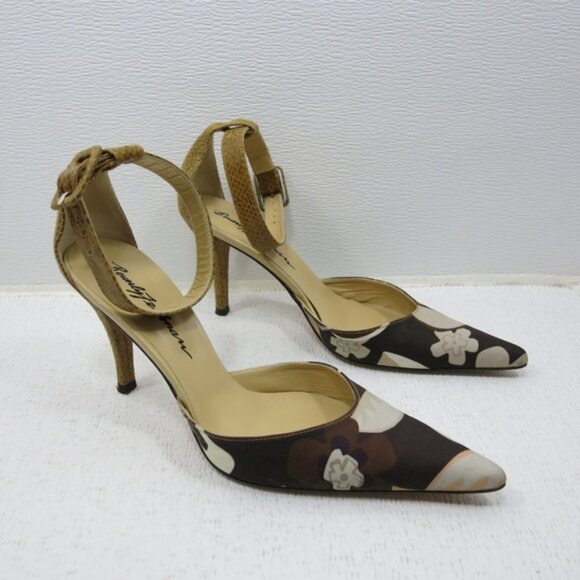 Beverly Feldman Snake Print Leather Dress Heels Women's Footwear Shoes 8 M - Picture 7 of 7